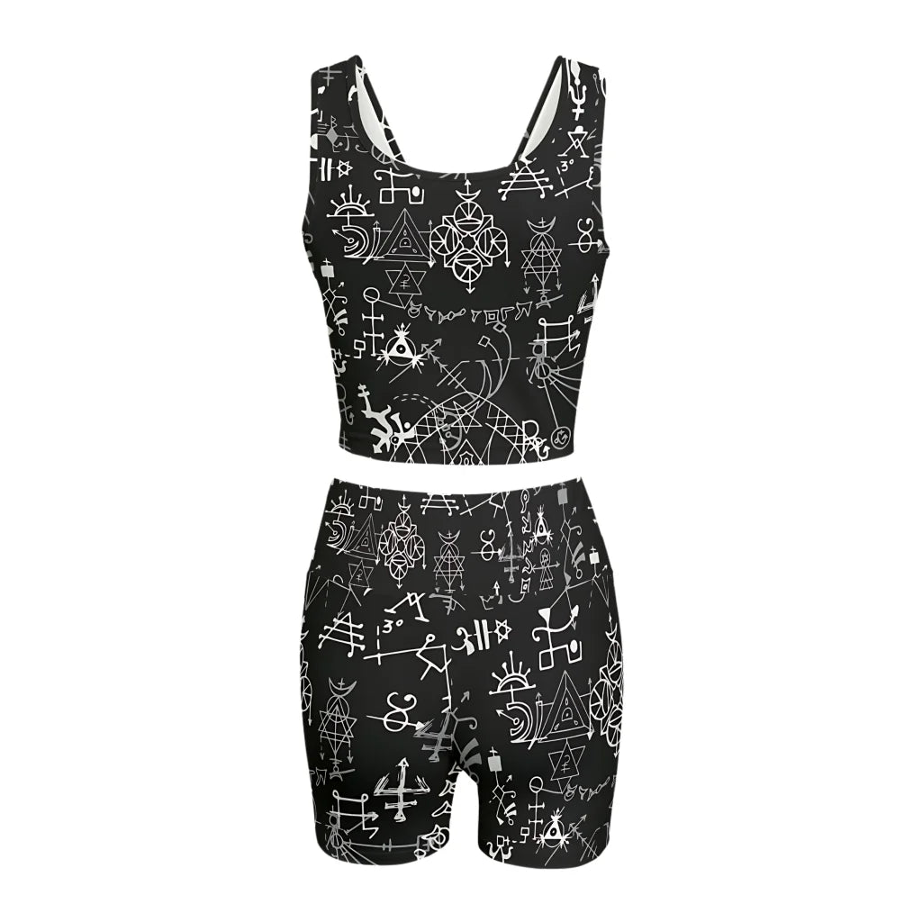 Mystic Alchemy Print Yoga Set Shorts For Women