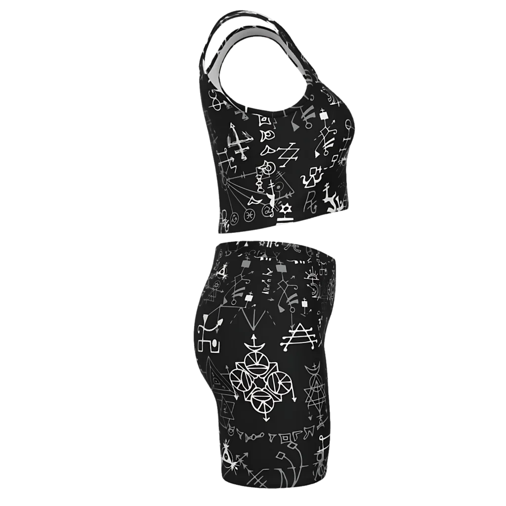 Mystic Alchemy Print Yoga Set Shorts For Women