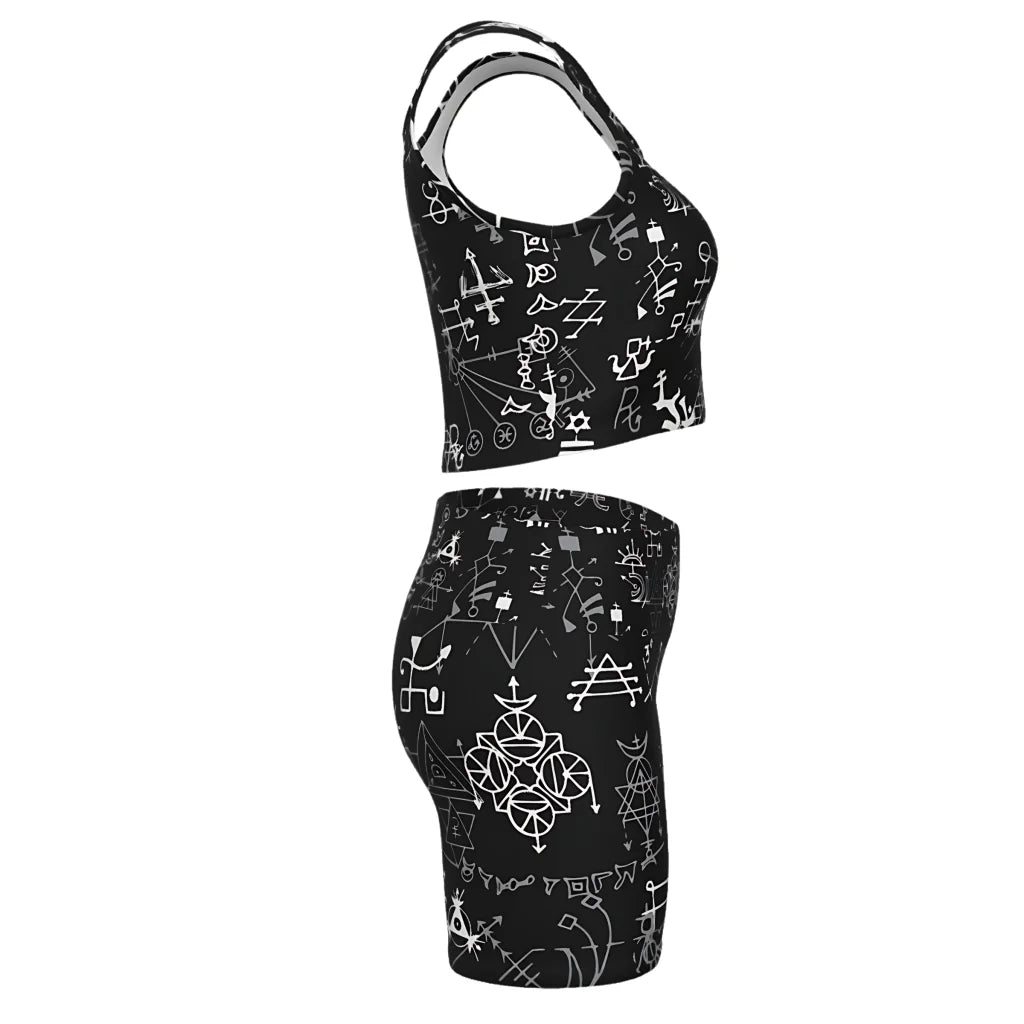 Mystic Alchemy Print Yoga Set Shorts For Women