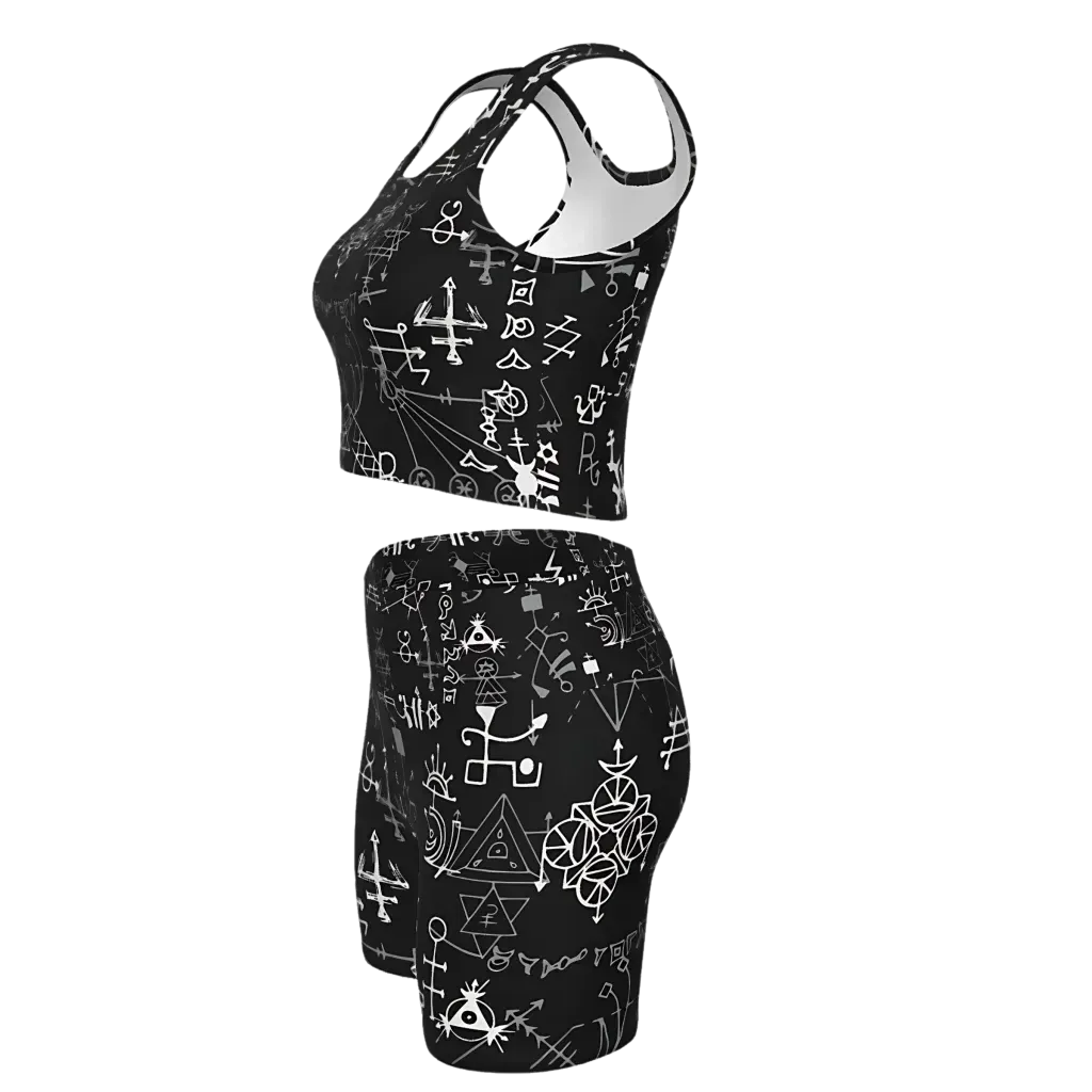 Mystic Alchemy Print Yoga Set Shorts For Women