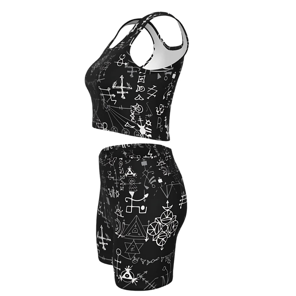 Mystic Alchemy Print Yoga Set Shorts For Women