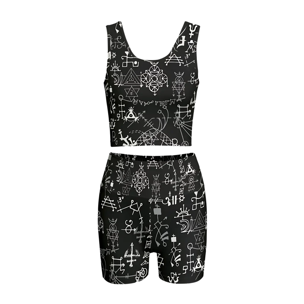 Mystic Alchemy Print Yoga Set Shorts For Women - S