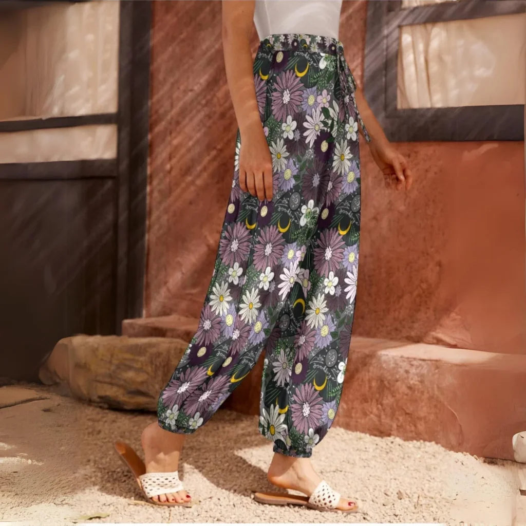 Mystic Bloom Harem Pant With Planchette Motif