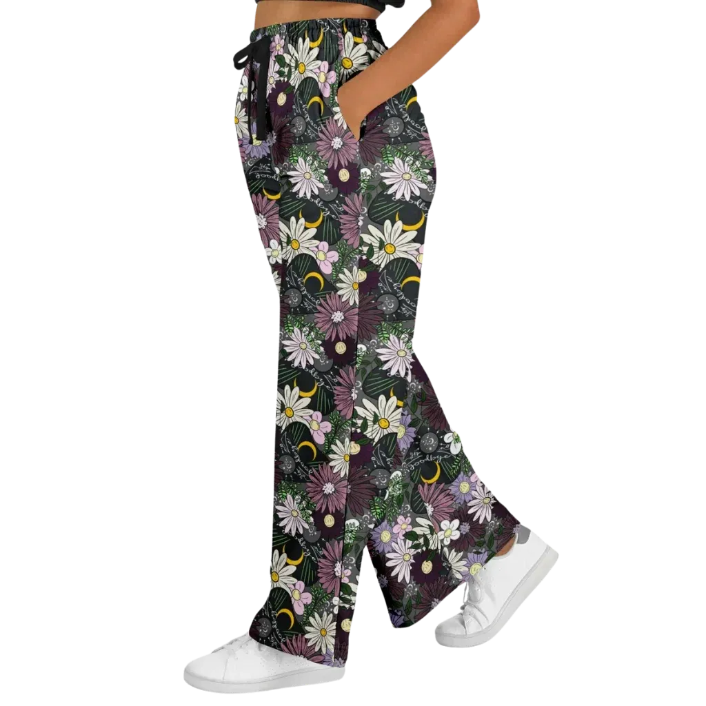 Mystic Bloom Jogging Flare Pants With Planchette Print