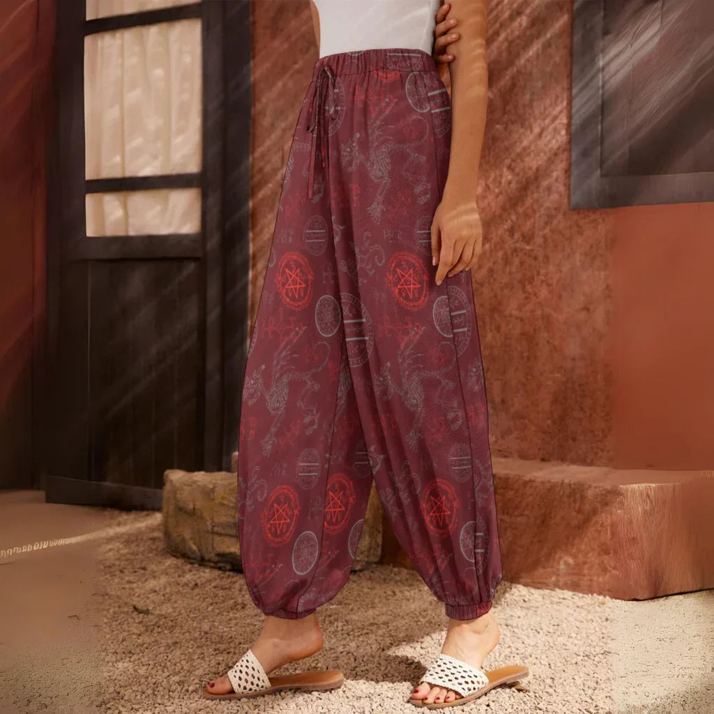Mystic Dragon Women’s Harem Pants in Maroon - XS