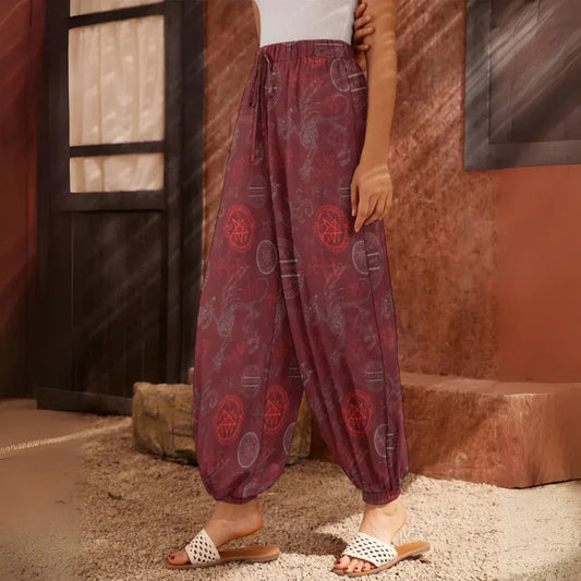 Mystic Dragon Women’s Harem Pants in Maroon - XS
