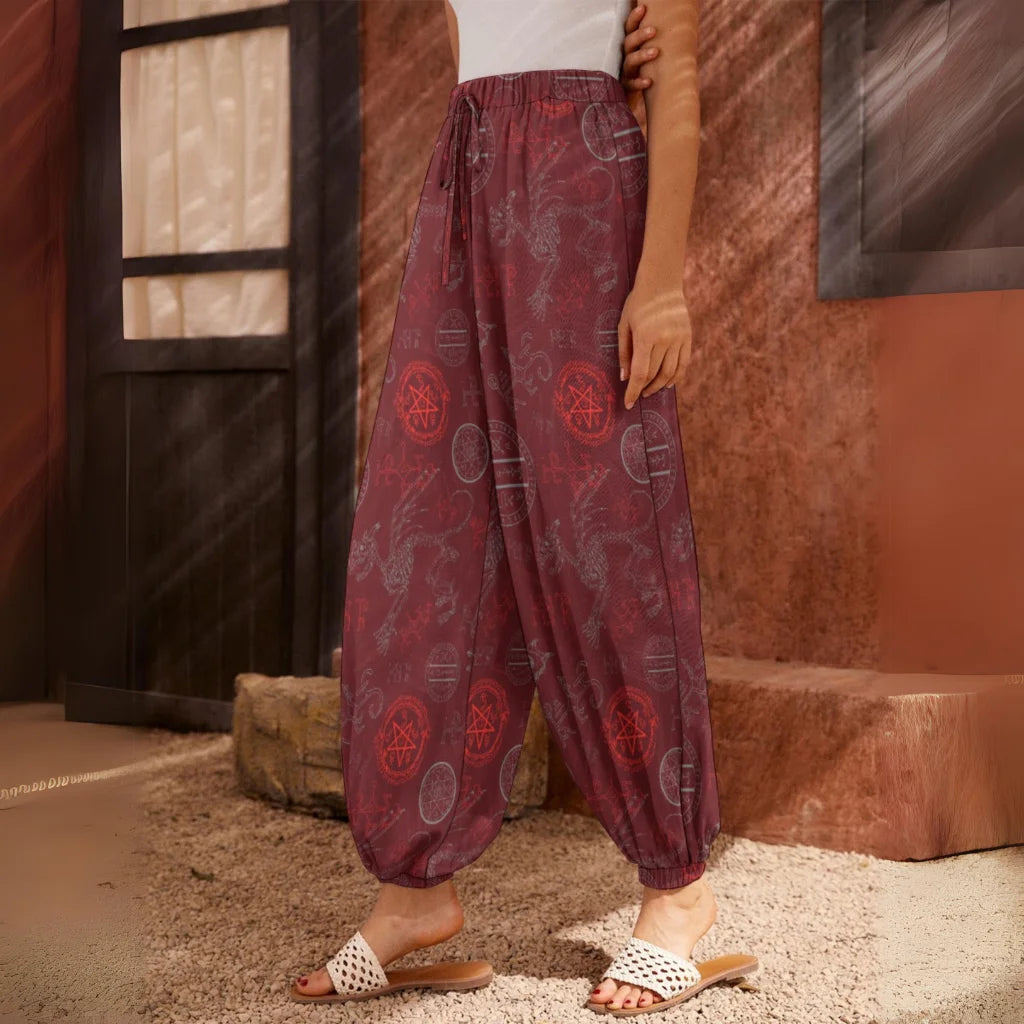 Mystic Dragon Women’s Harem Pants in Maroon - XS