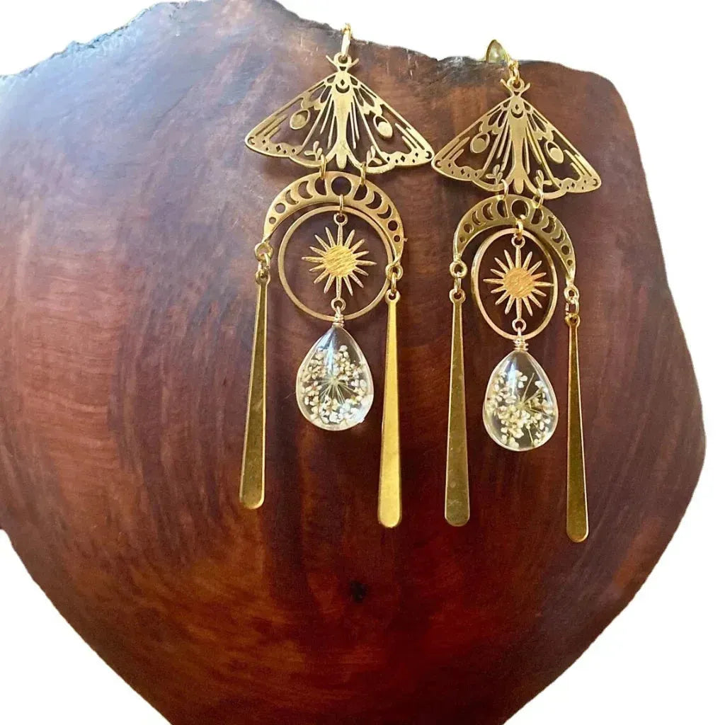 Mystic Moth Boho Earrings For Women - Gold