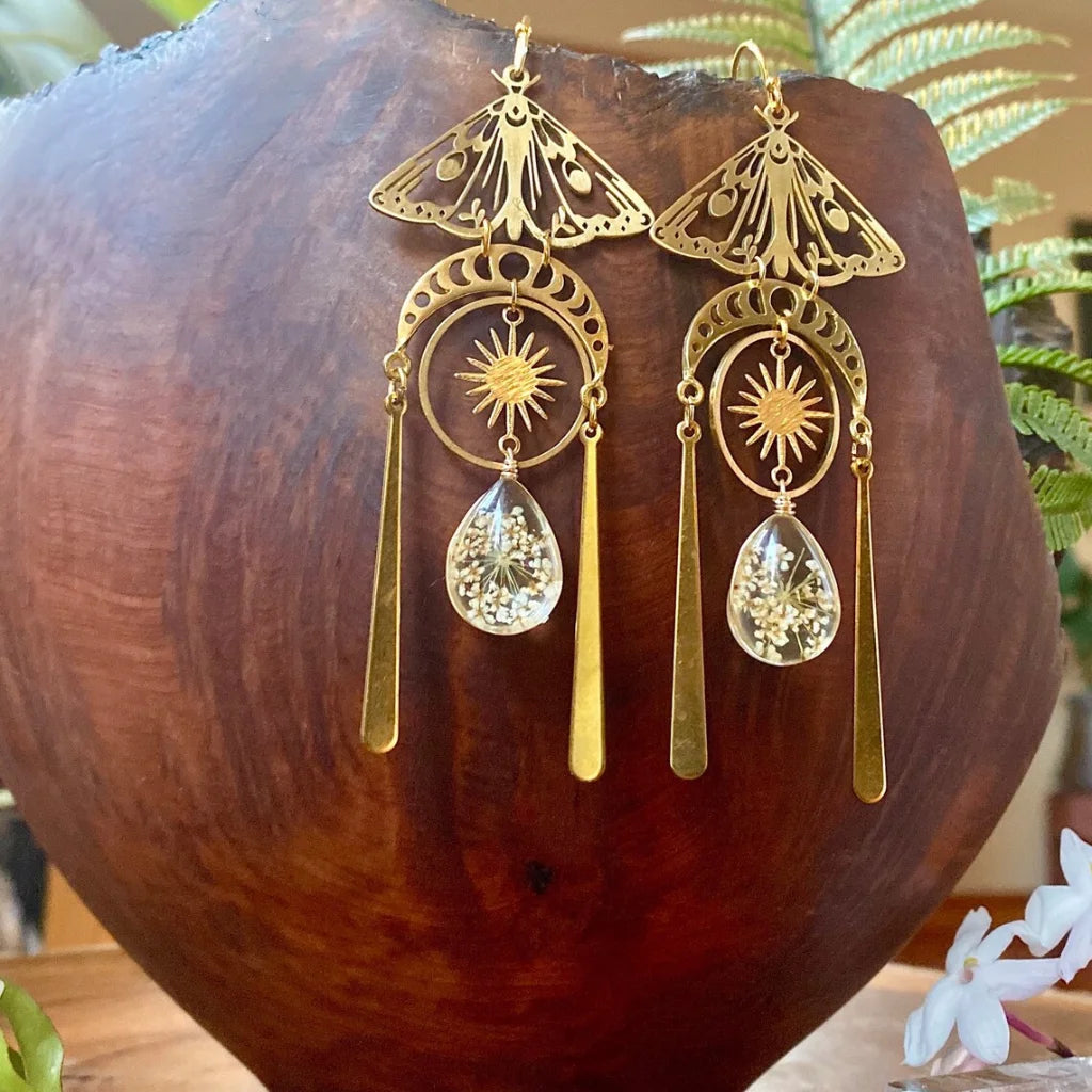 Mystic Moth Boho Earrings For Women - Gold