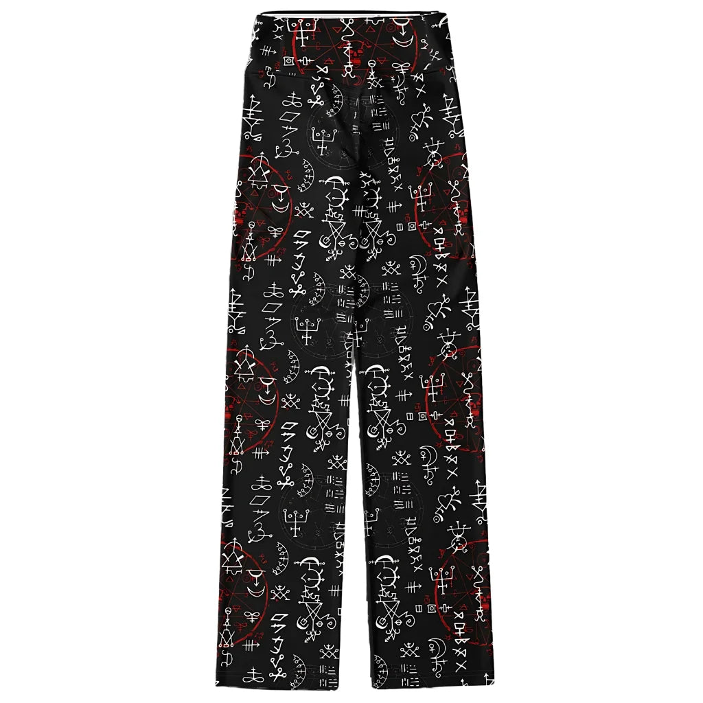 Mystic Print Black Flared Leggings With Alchemy Symbols