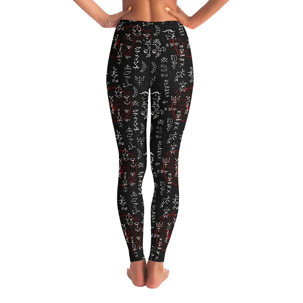 Mystic Print Leggings Black With Alchemy Symbols