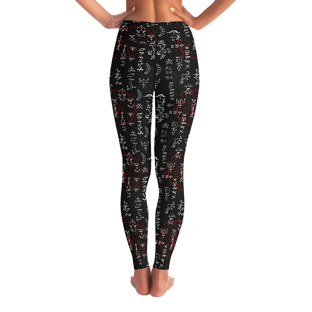 Mystic Print Leggings Black With Alchemy Symbols