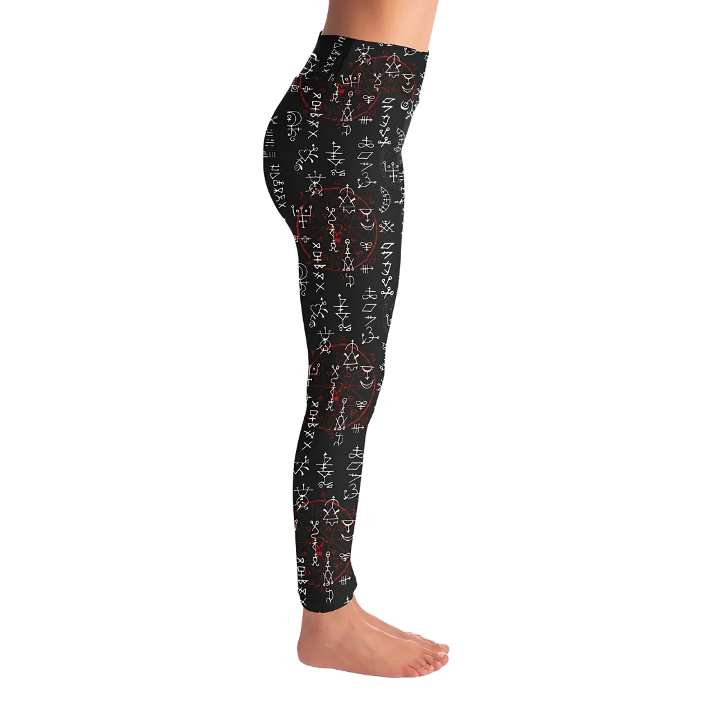 Mystic Print Leggings Black With Alchemy Symbols