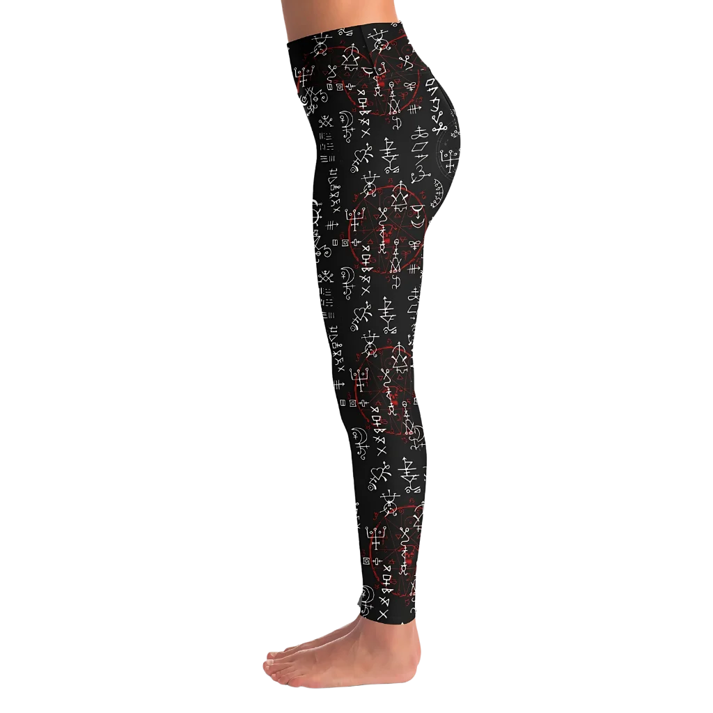 Mystic Print Leggings Black With Alchemy Symbols