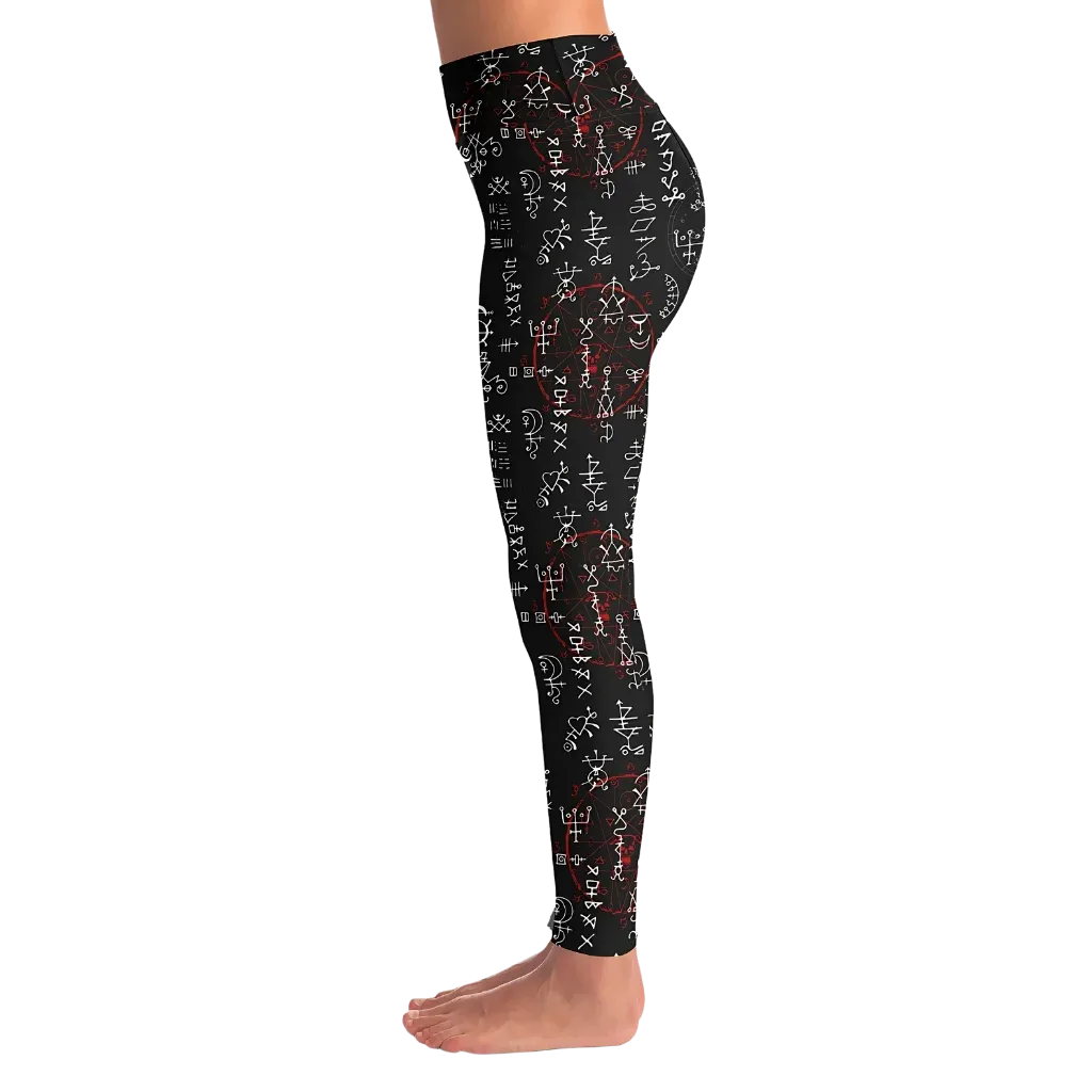 Mystic Print Leggings Black With Alchemy Symbols