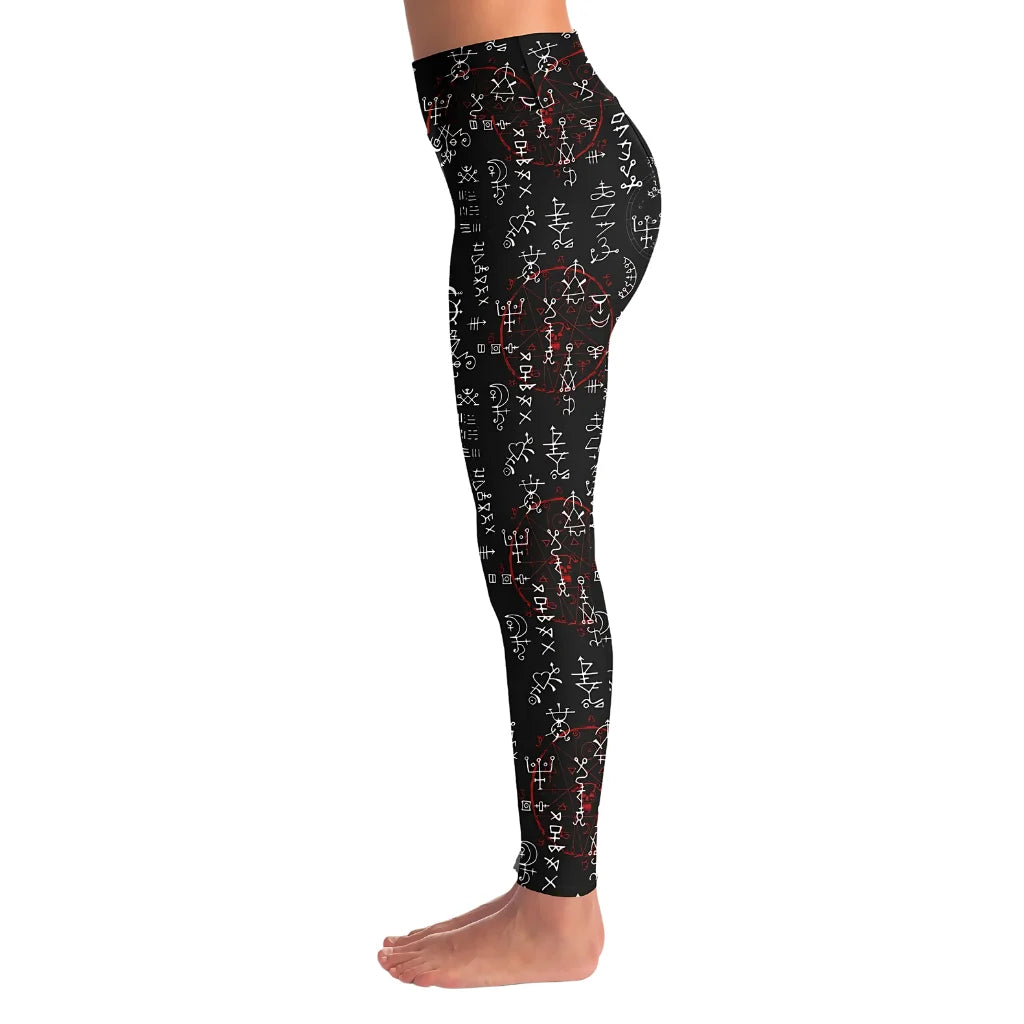 Mystic Print Leggings Black With Alchemy Symbols