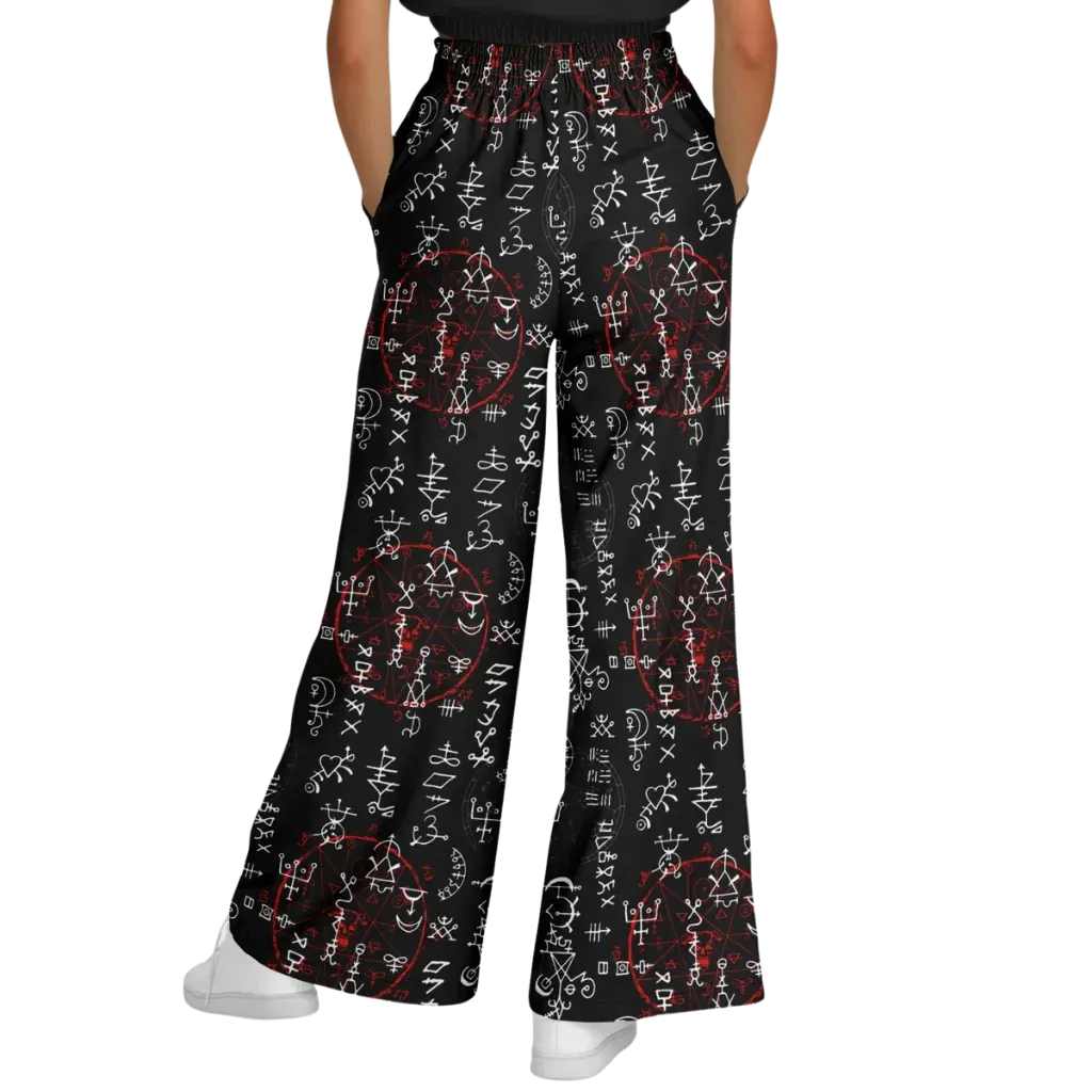 Mystic Symbol Flare Leg Jogging Pants In Black