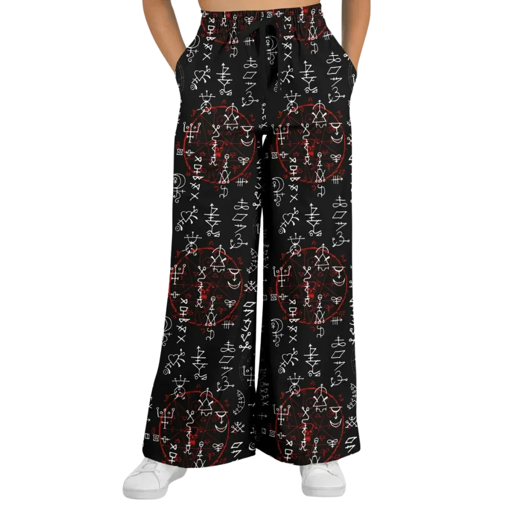 Mystic Symbol Flare Leg Jogging Pants In Black
