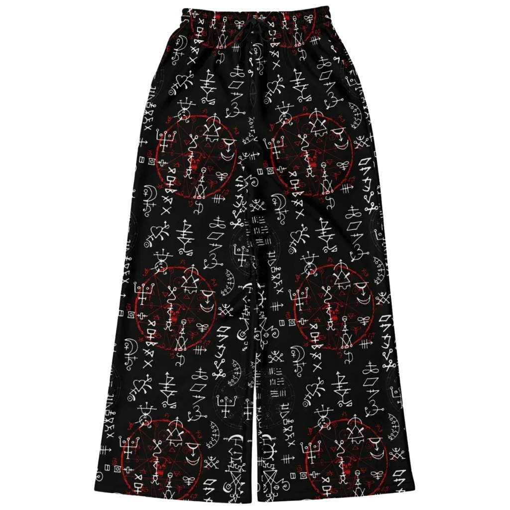 Mystic Symbol Flare Leg Jogging Pants In Black