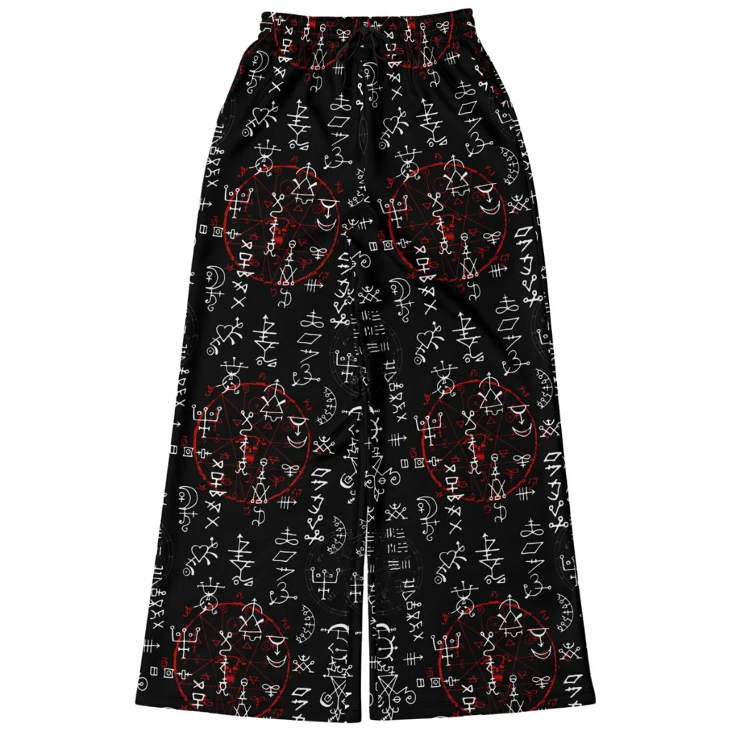 Mystic Symbol Flare Leg Jogging Pants In Black