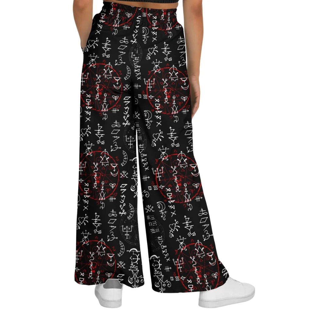 Mystic Symbol Flare Leg Jogging Pants In Black