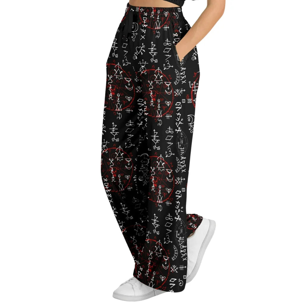 Mystic Symbol Flare Leg Jogging Pants In Black