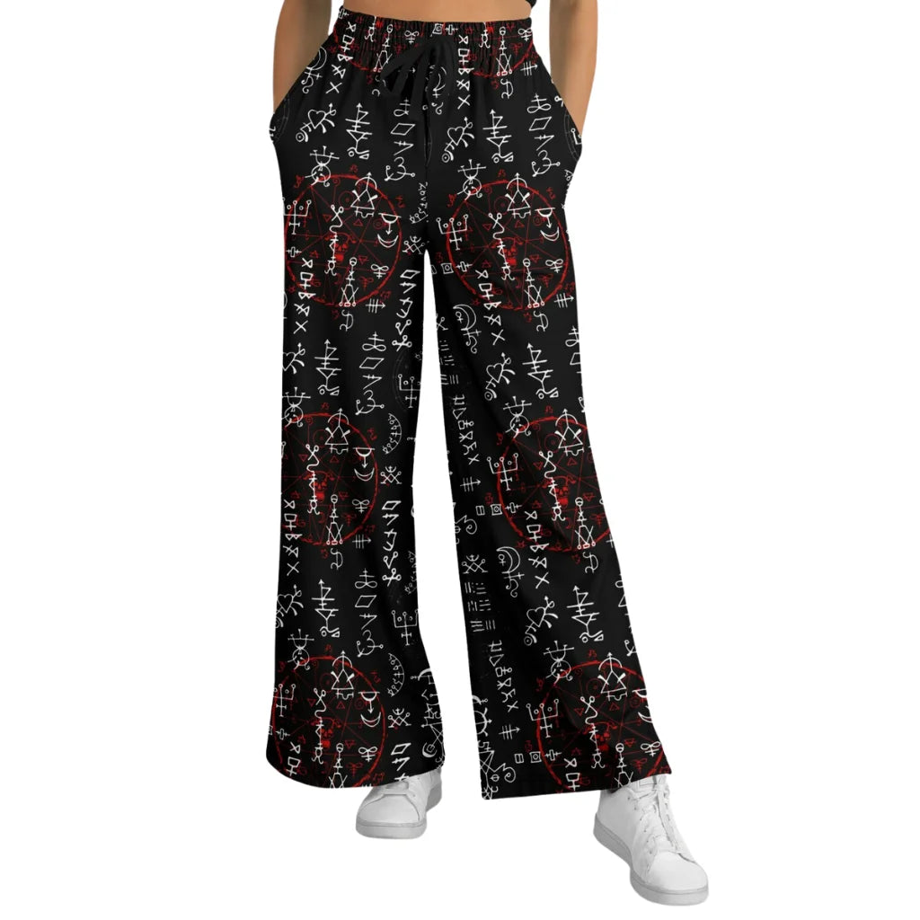 Mystic Symbol Flare Leg Jogging Pants In Black - XS