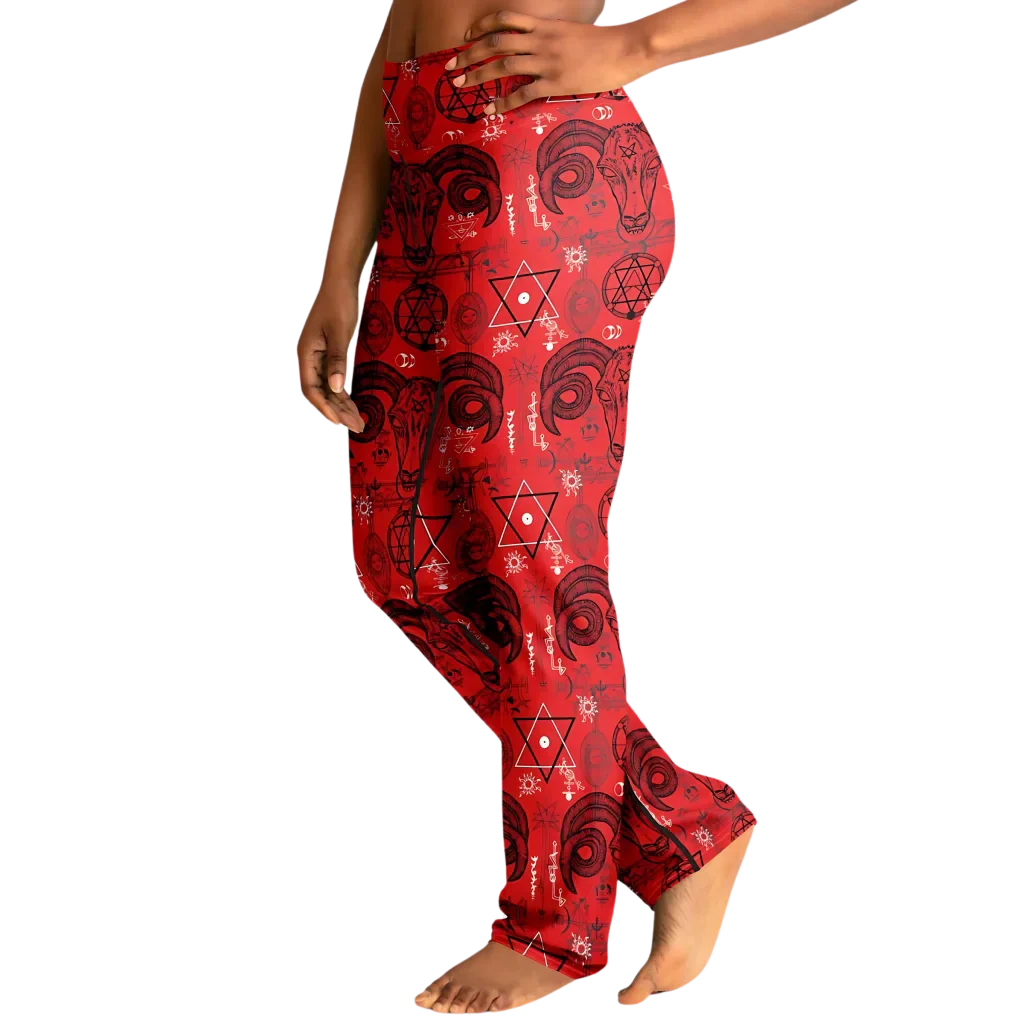Mystic Symbols Red Flare Leggings For Ritual Flow