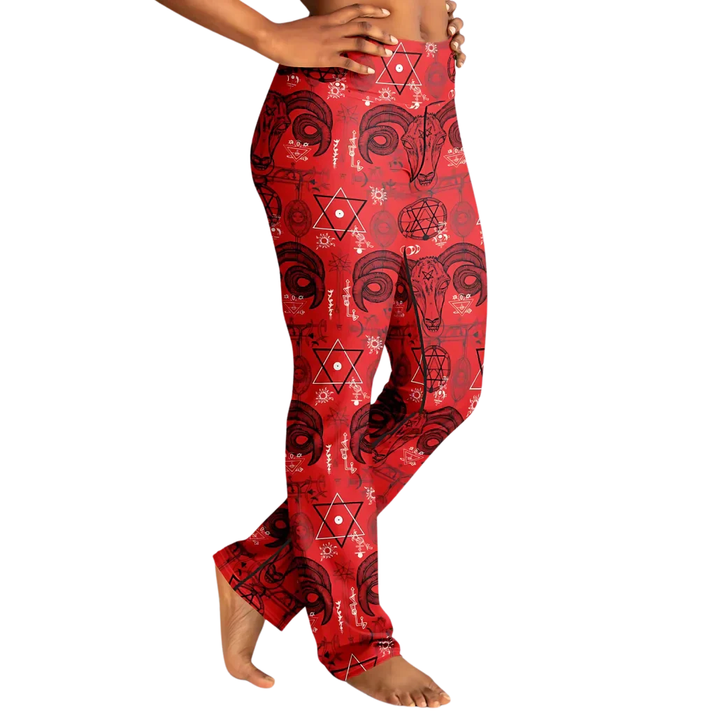 Mystic Symbols Red Flare Leggings For Ritual Flow