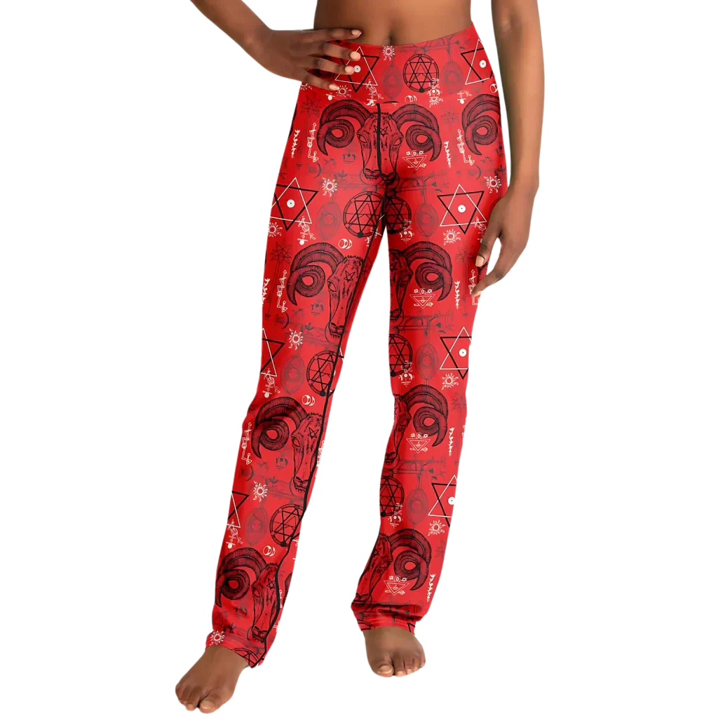 Mystic Symbols Red Flare Leggings For Ritual Flow