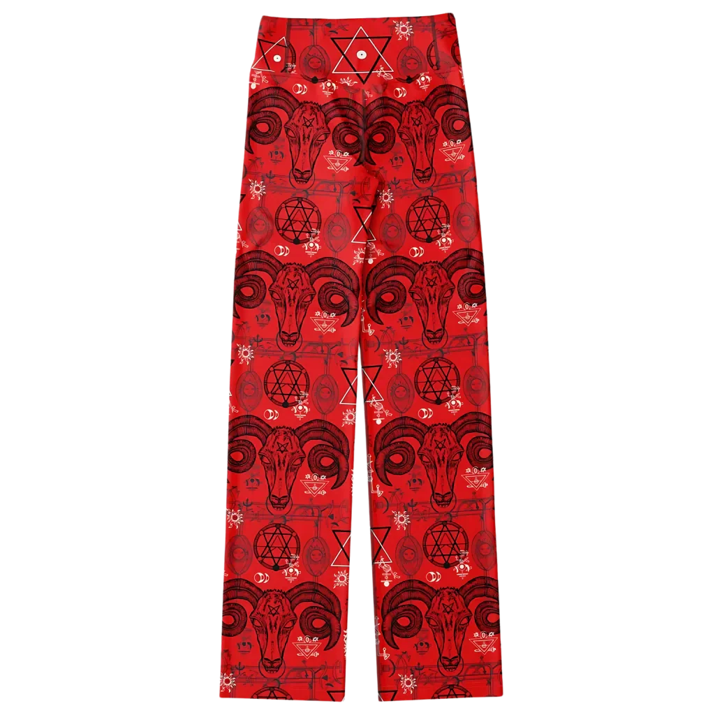 Mystic Symbols Red Flare Leggings For Ritual Flow
