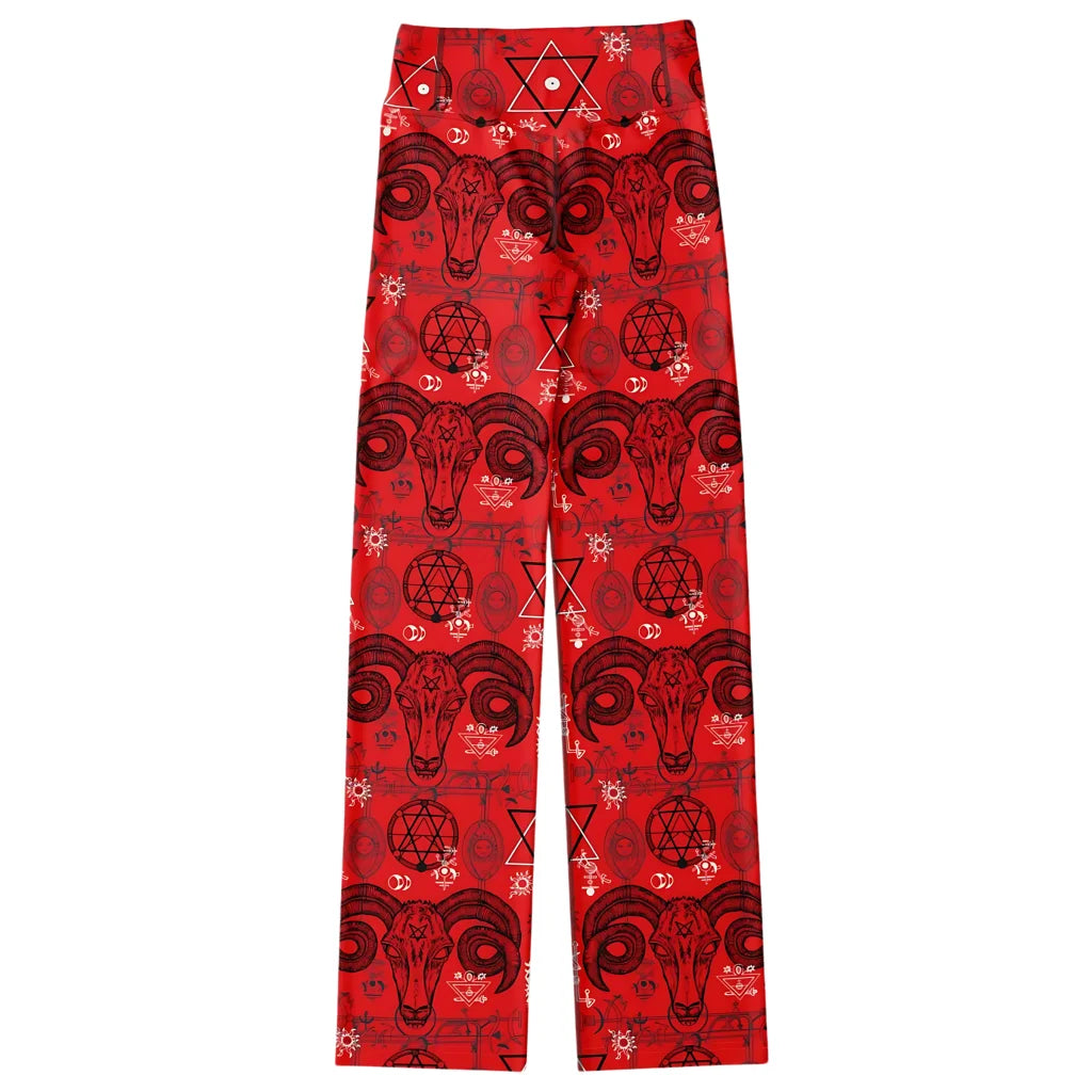 Mystic Symbols Red Flare Leggings For Ritual Flow