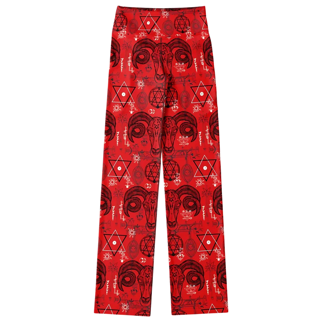 Mystic Symbols Red Flare Leggings For Ritual Flow
