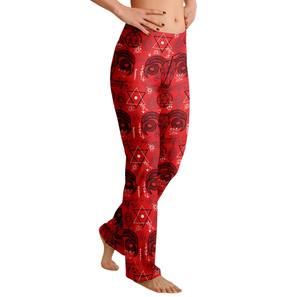 Mystic Symbols Red Flare Leggings For Ritual Flow
