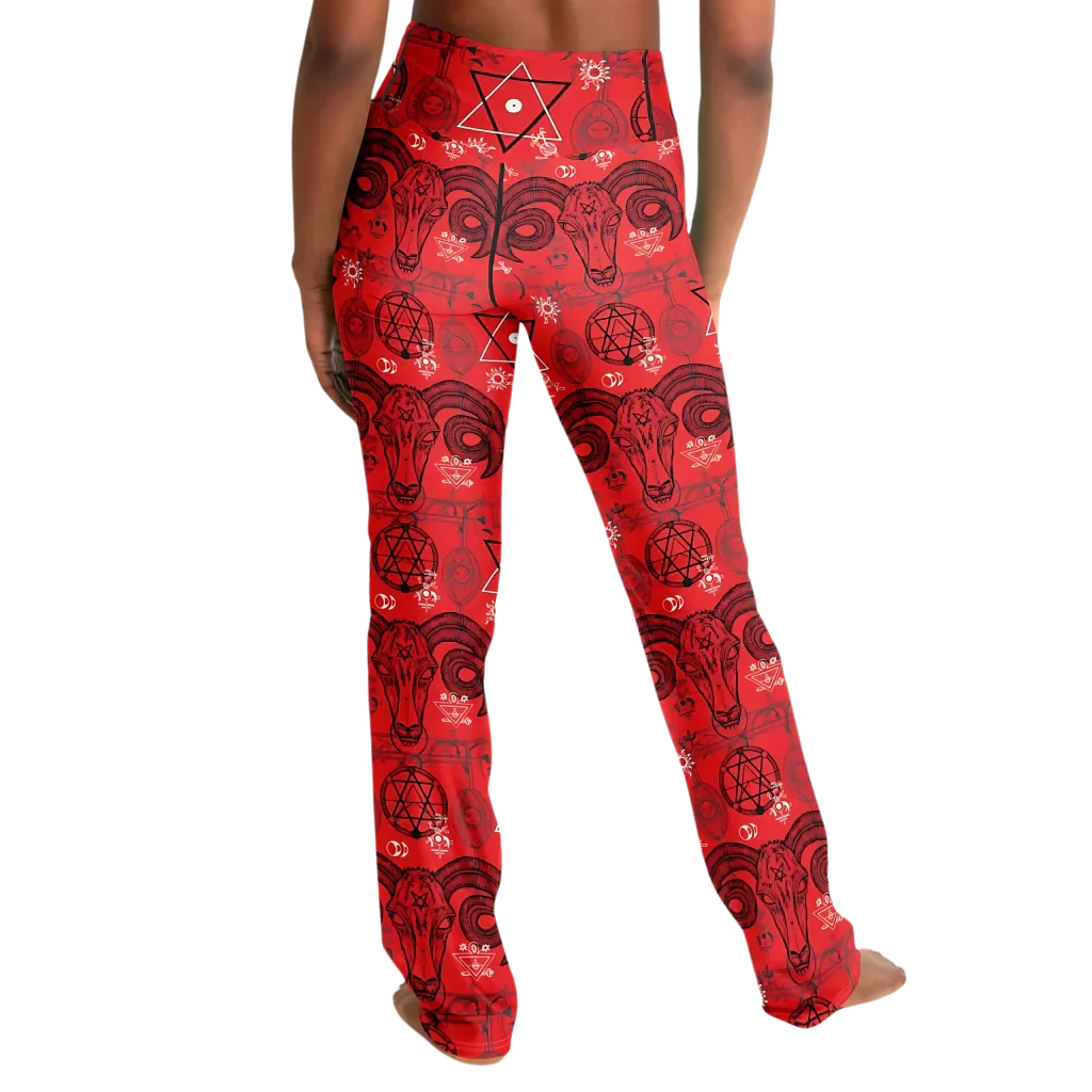Mystic Symbols Red Flare Leggings For Ritual Flow