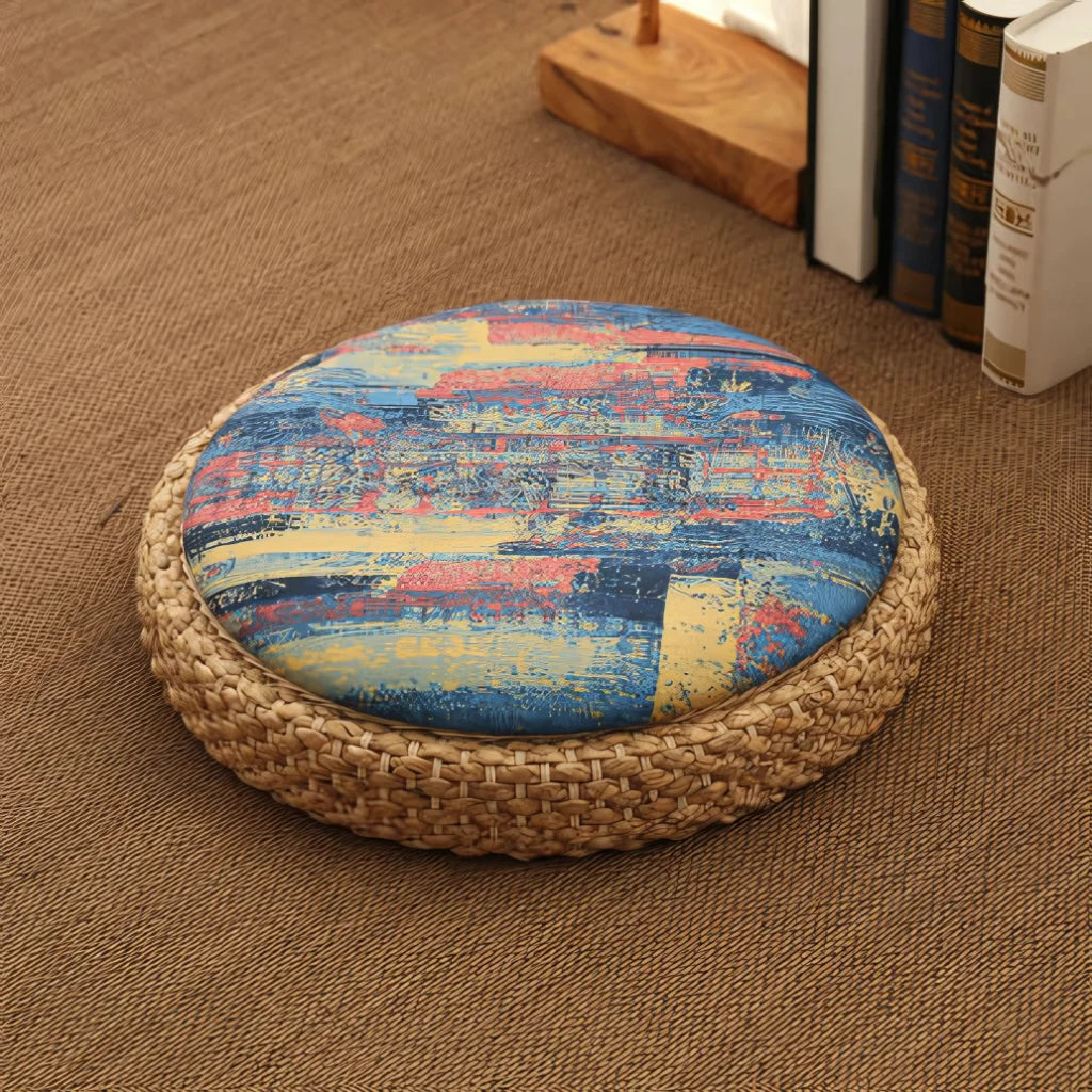 Natural Rattan Pouf Floor Seat For Everyday Calm - Color surface / Round dia 40cm