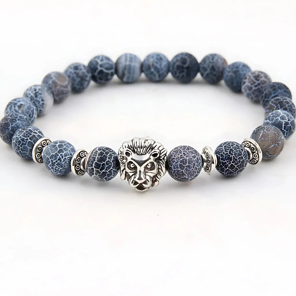 Natural Stone Bracelets With Owl Charm - A / Lion