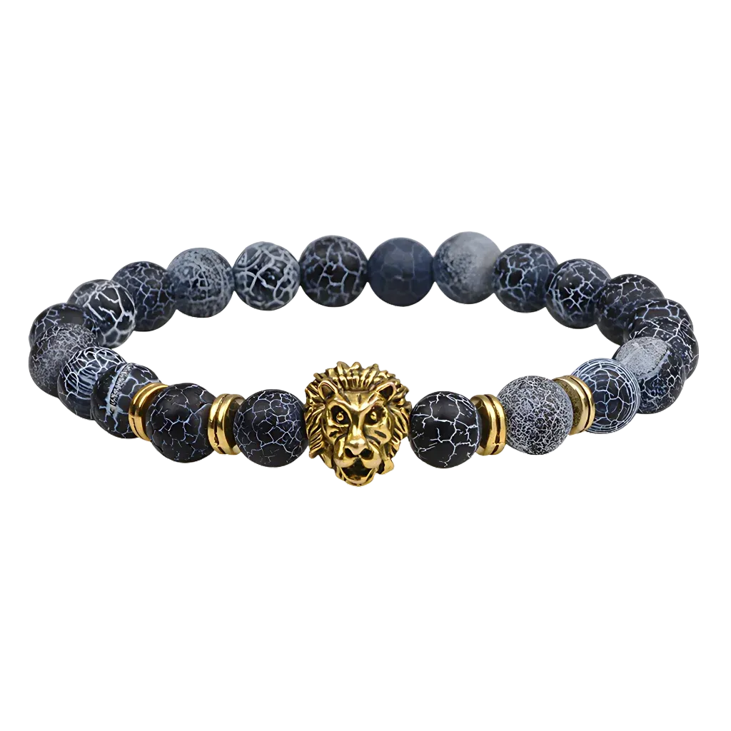 Natural Stone Bracelets With Owl Charm - C / Lion