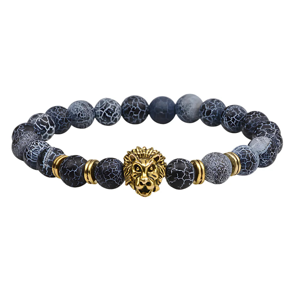 Natural Stone Bracelets With Owl Charm - C / Lion