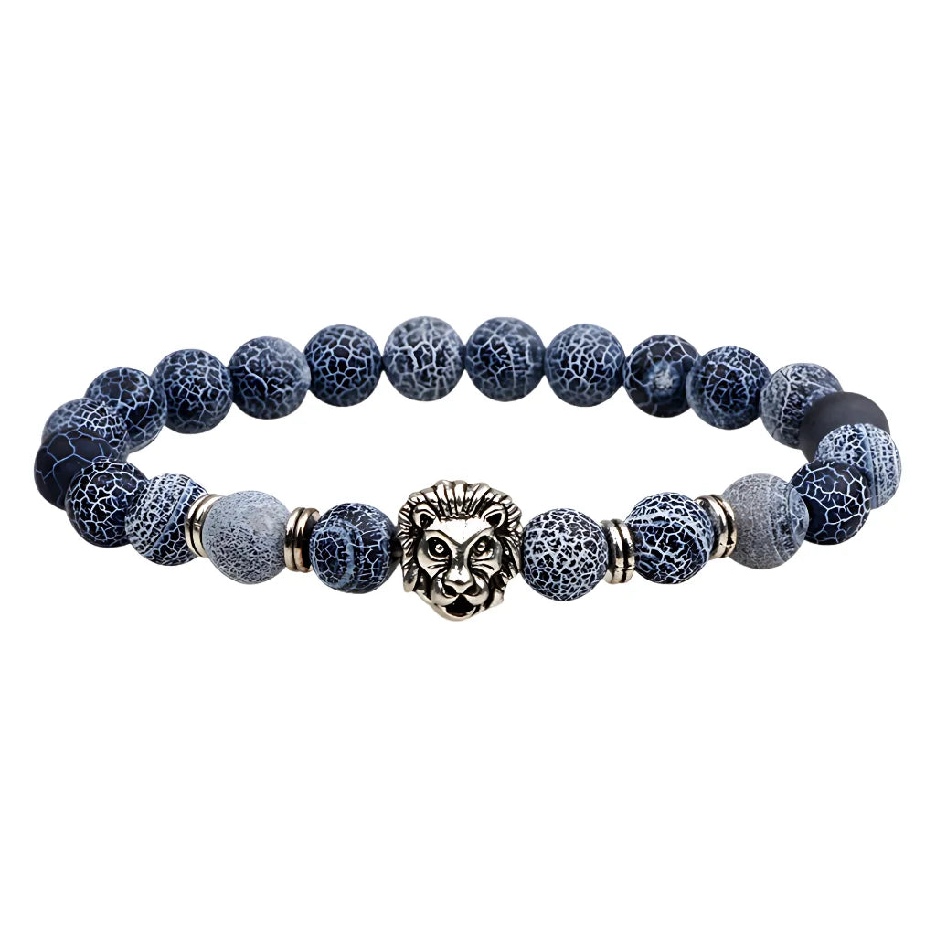 Natural Stone Bracelets With Owl Charm - D / Lion