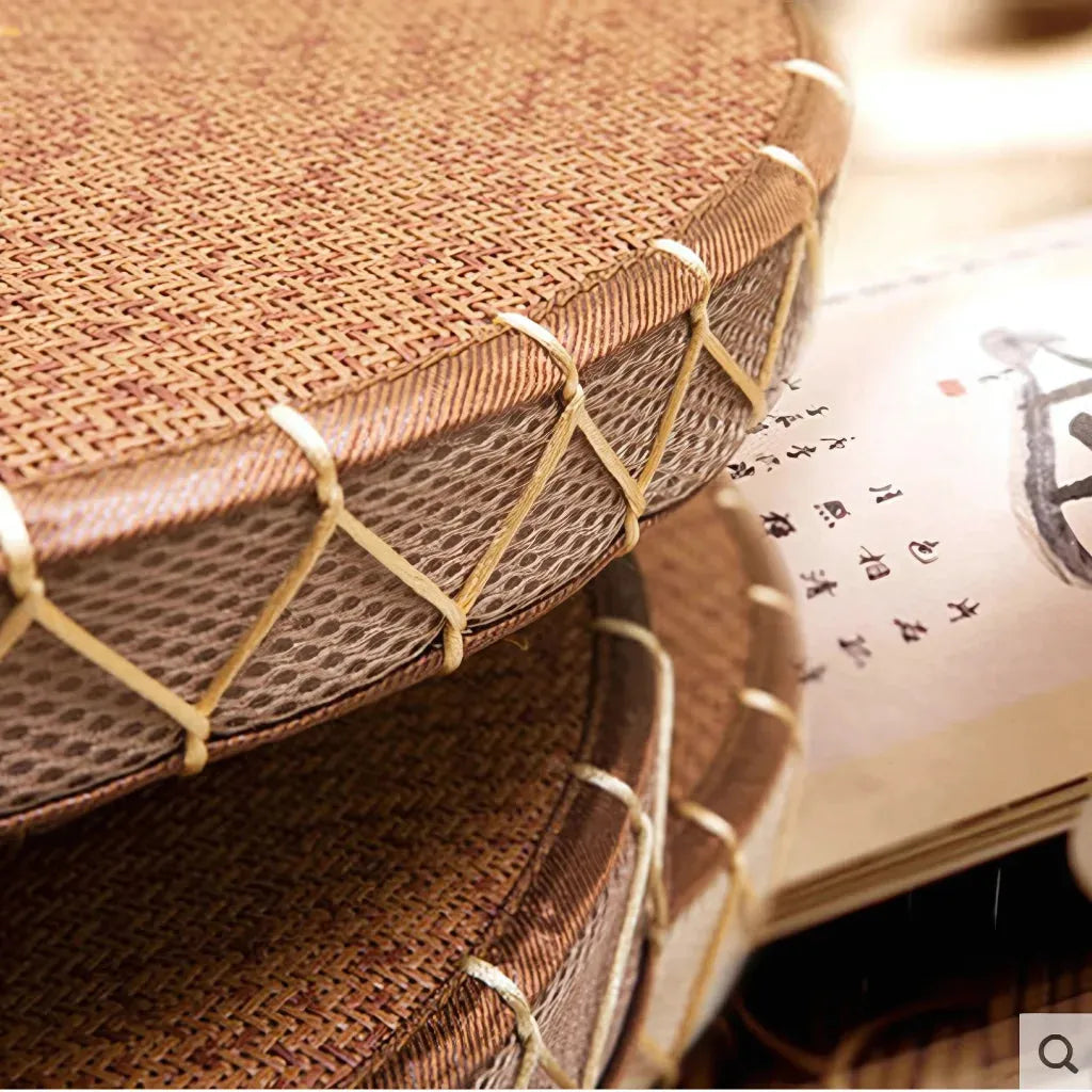 Natural Straw Floor Poufs For Sitting Comfortably - Brown