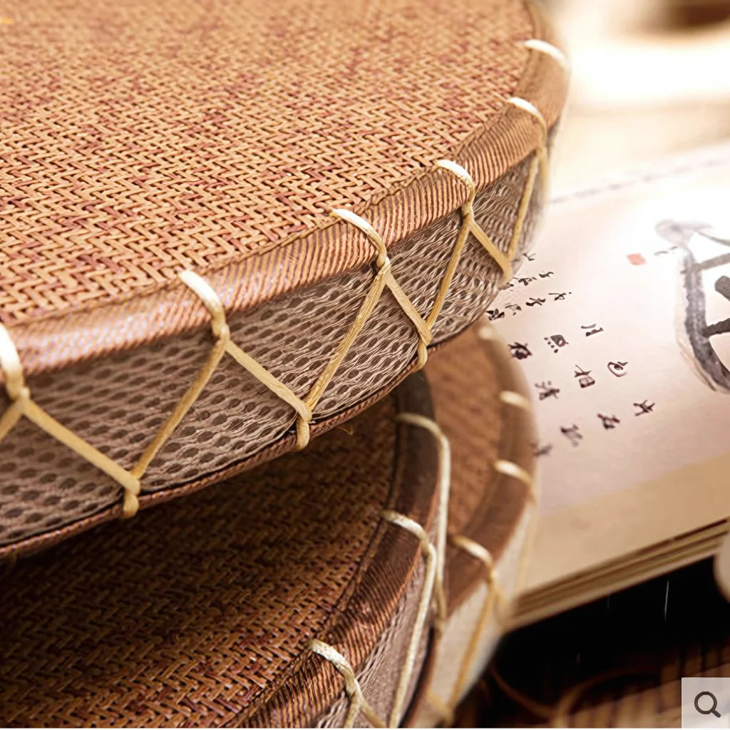 Natural Straw Floor Poufs For Sitting Comfortably - Brown