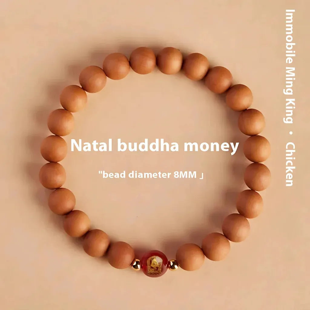 Natural Wooden Bead Bracelet For Women - Chicken Old Peach 8mm
