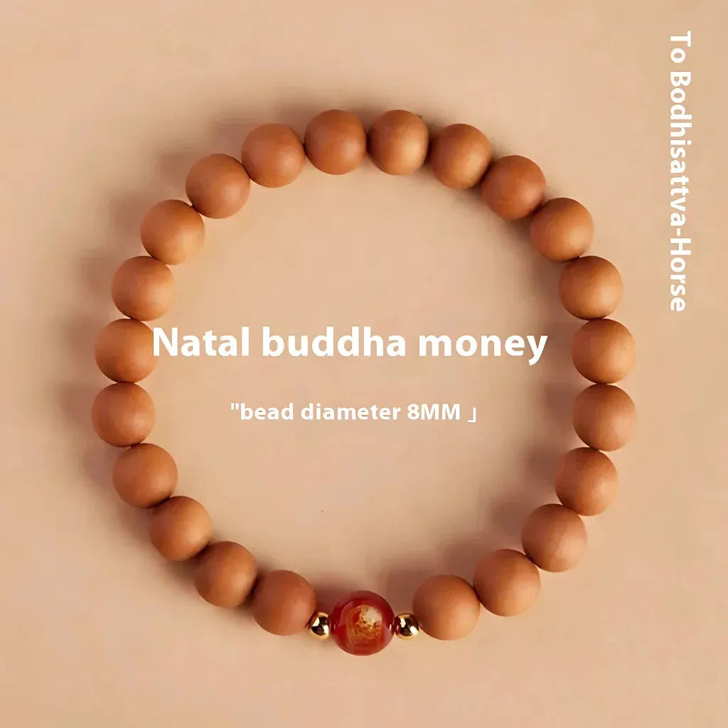 Natural Wooden Bead Bracelet For Women - Horse Peach Wood 8mm