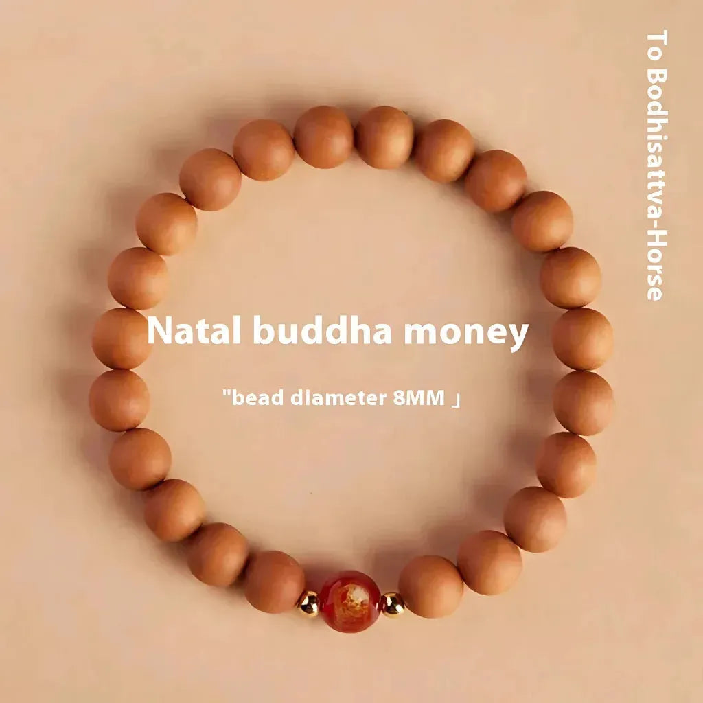 Natural Wooden Bead Bracelet For Women - Horse Peach Wood 8mm