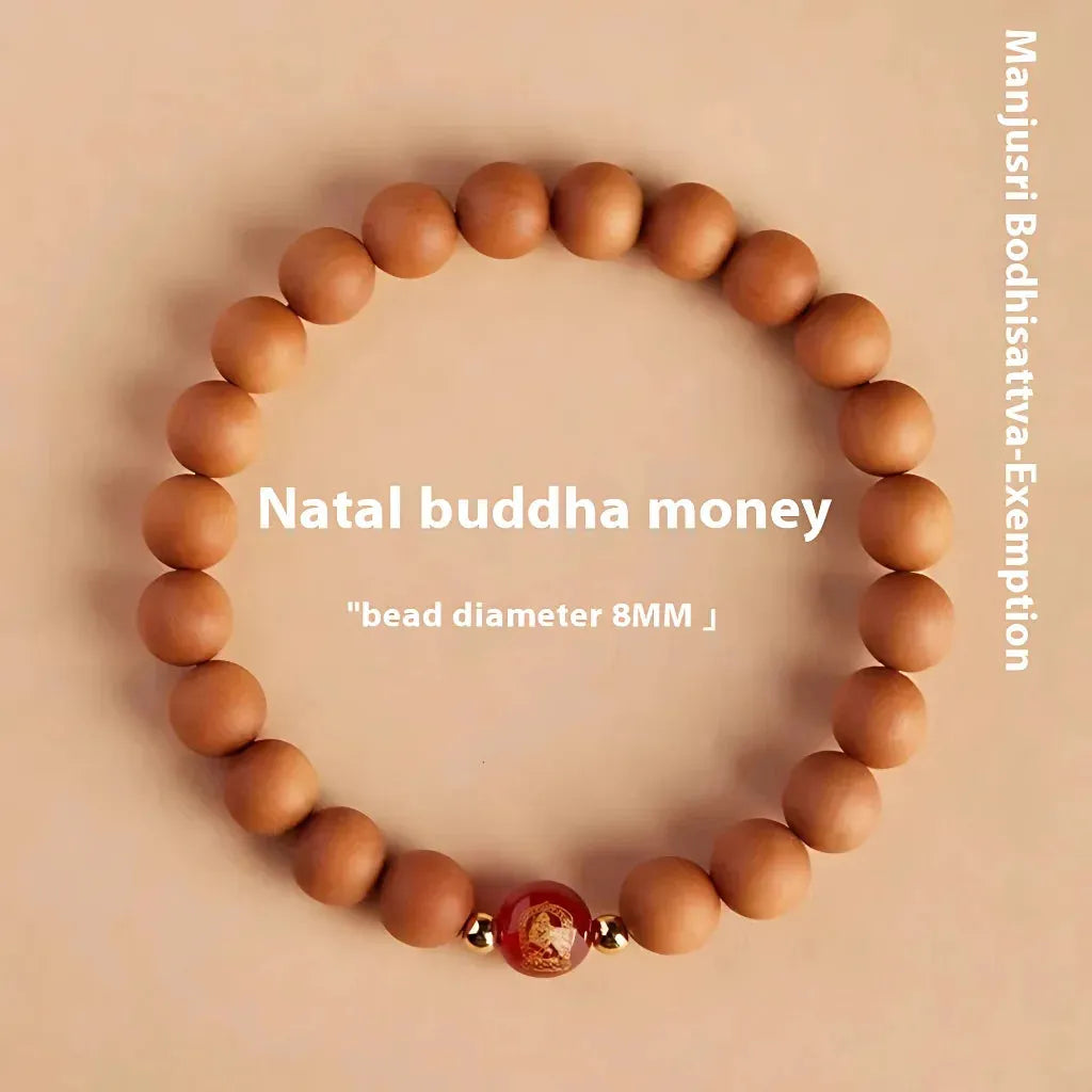 Natural Wooden Bead Bracelet For Women - Rabbit Peach 8mm