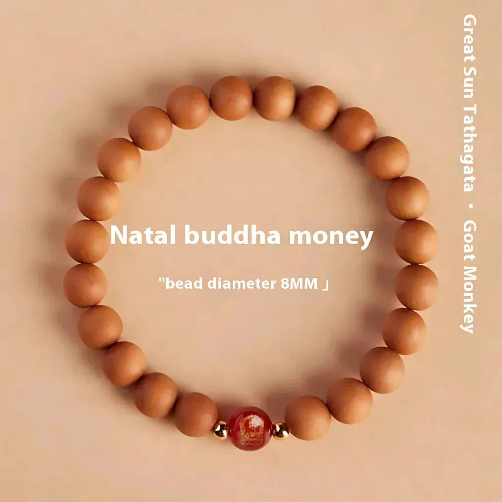 Natural Wooden Bead Bracelet For Women - Sheep Monkey Mahogany 8mm