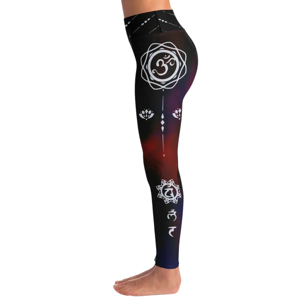 Navy Blue Yoga Leggings With Om Tie-Dye Print