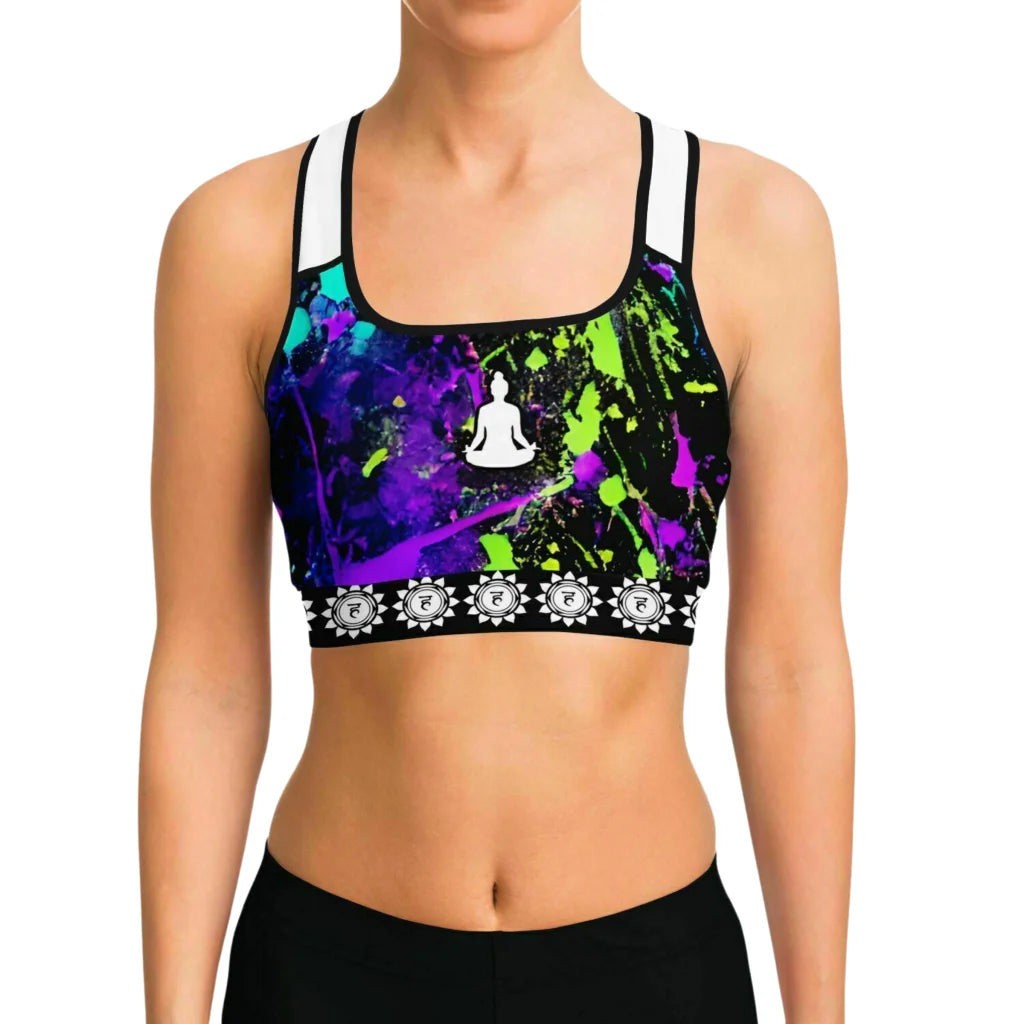 Neon Splash Yoga Pants Bra Set For Women