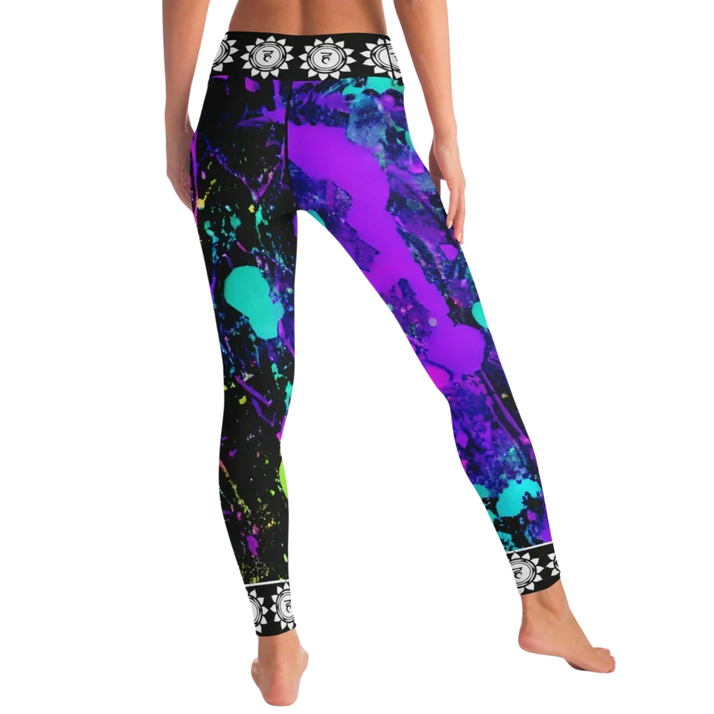 Neon Splash Yoga Pants Bra Set For Women